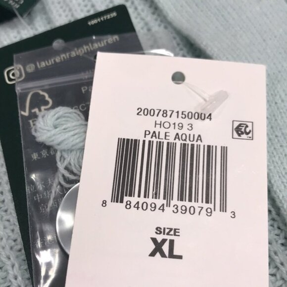 Lauren Ralph Lauren Ribbed Cotton Aqua Cardigan - Picture 3 of 6